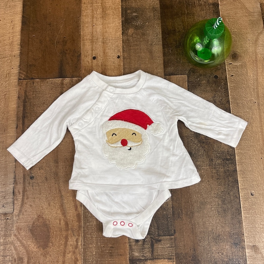 Lightning Bug White Long Sleeve Santa Onesie